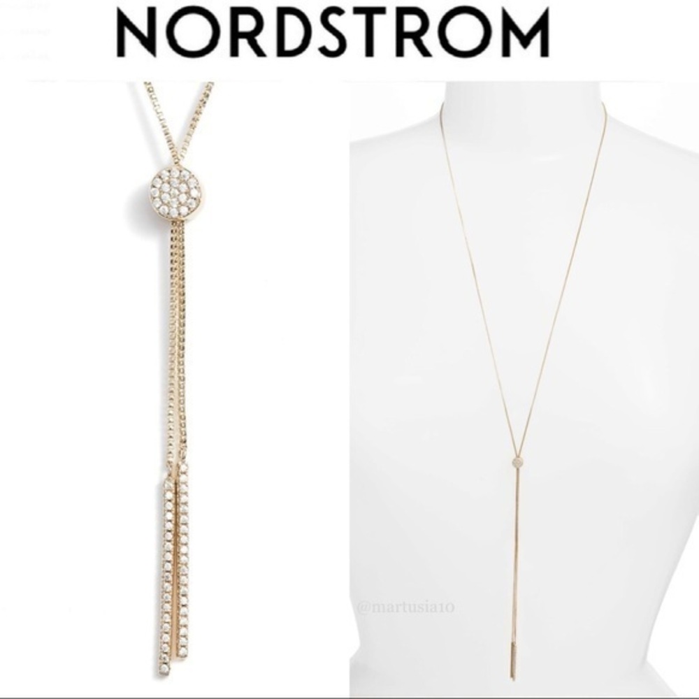 NORDSTROM Silver Pavé Slide Bolo Necklace